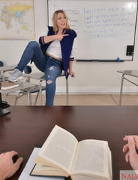 Hot teen Zoey Monroe strips during class & rides her ass on the teachers rod
