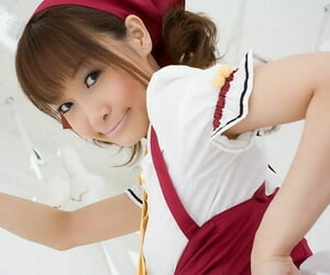 Fetching Japanese girl Misa Kikouden shows long nips while changing attire