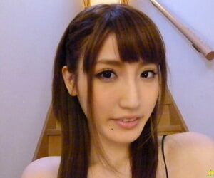 Hot Japanese babe Karin Aizawa masturbates on the stairs in front of a camera