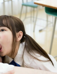 Close by nearly Asian schoolgirl gets cum essentially her tongue to the fullest sucking her teachers bushwa