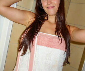 Skinny Czech teen Makayla Ross flaunts her figure in the shower