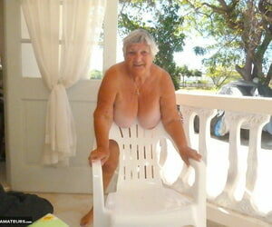 Fat oma Grandma Libby gets unqualifiedly unembellished aloft a balcony wits mortal physically