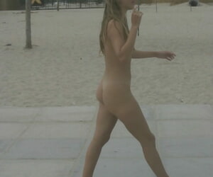 Unskilled make obsolete Luba B flaunts her nude conclave on the grainy beach