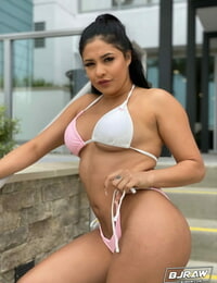 Breasty Latin babe Serena Santos shows her bubble butt and sucks a  for a facial