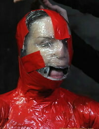 S&m buff Claire Adams mummified in latex and brutally tortured