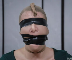 Gagged & blindfolded resulting Kel Bowie roped & caned in rough BDSM session