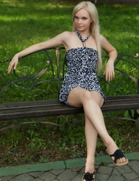 Brazen Feeona strips her short dress for a kinky naked romp in the park