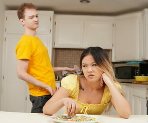 Pretty Asian teen Lulu Chu blows her stepbrother & takes a facial cumshot