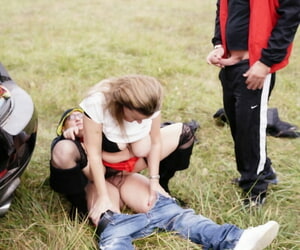 Busty matured British slut Eva Jayne gets gangbanged & facialed doused
