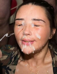 Young British girl Pixiee Little experiences her first bukkake party