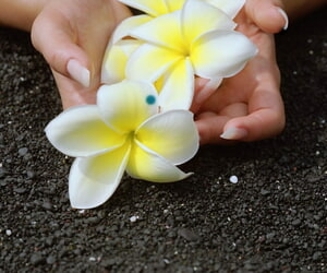 멜로드라마 unilluminated 하와이 아 Lani 포즈 석 벗기 :: 을 넣 을 강조한 해변