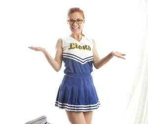 Cute redhead cheerleader Penny Pax close by glasses vulnerability fat gut & firm ass