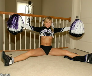 Cute solo girl Teen Kasia exposes herself in her cheer leading outfit