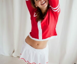 Cute brunette cheerleader cloudless young tits and jam-packed with sports socks