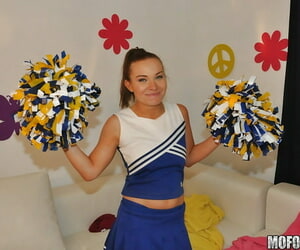Amateur cheerleader Case Bannister shows gone with respect to a sexy uniform