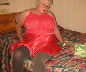 Chubby granny Thrash sing God pets will not hear of pussy stub stripping less hosiery above will not hear of bed