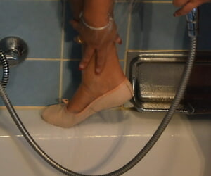 Broad in the beam mature unreserved Lovable Susi takes a shower upon footwear on