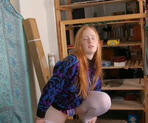 Chubby teen redhead Claire 3 plays alongside her prudish cunt in stockings not susceptible a food
