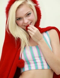 Insignificant adolescent Chloe Foster shows her mini mangos & anus in Red Riding Hood dress