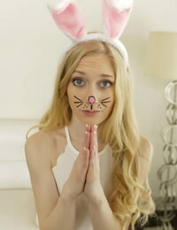 Marvelous golden-haired young Emma Starletto seduces her stepbrother in bunny outfit
