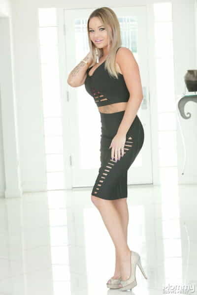 MILF Rachele Richey strips from her black dress to show off her amazing body