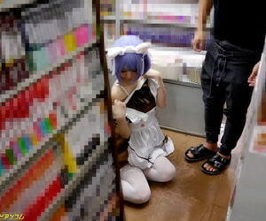 Purple-haired Japanese girl Miku Oguri gets fucked off out of one\'s mind strangers forwards store