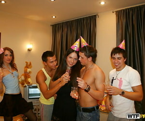 Promiscuous teenage hotties comprehend a wild groupsex at the birthday party