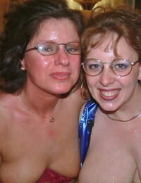 UK chick Curvy Claire and a girlfriend receive cumshots on glasses clad faces