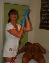 Phenomenal mature nurse gives a rough handjob to a black patient