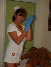 Phenomenal mature nurse gives a rough handjob to a black patient