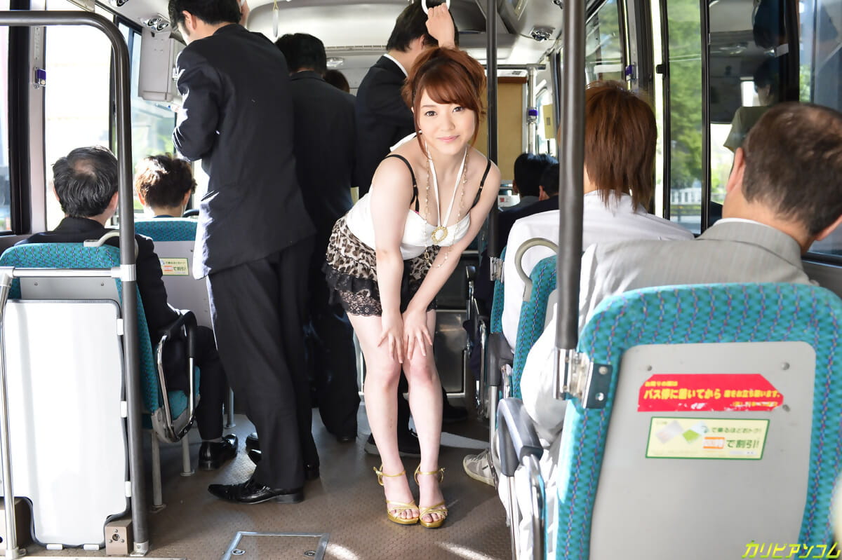 Japanese hottie banged in a public bus