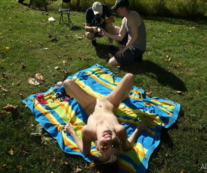 Tiny titted Hannah Hays in bikini enjoying vaginal stick in in the sunshine