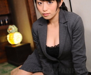 Sophisticated Japanese office babe Kana Aizawa wearing sexy uniform at work