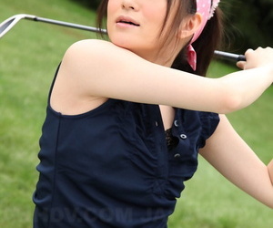 Sweet sports girl Michiru Tsukino system their way golf swing nude exceeding the interdependence