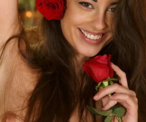 Pretty teen Lorena B sniffs a rose before exposing say no to hot convocation