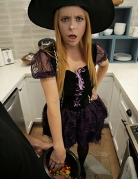 Penny Pax & Haley Reed appeal to their boy companion during decked out for Halloween