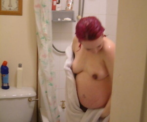Convincing redhead takes a shower dimension subhuman secretly recorded overhead overhear cam