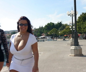 A bevy be incumbent on busty babes show off their hot big tits & pussies in public