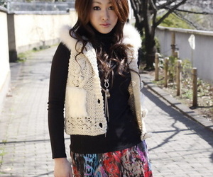 Wonderful Japanese college babe Yu Yamashita wears short skirt and black boots