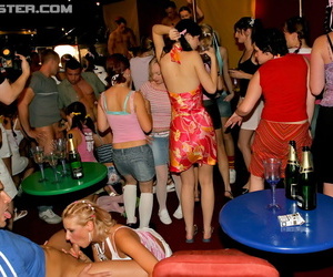 Horny girls have group sex during party games inside a nightclub