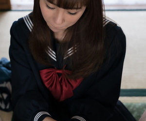 Japanese schoolgirl removes surrender the knee nylons vanguard giving a footjob