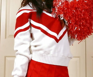 Dabbler teen mollycoddle Mya Mason undresses say no to white-hot cheerleader uniform