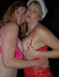 Calm lady Dee Delmar and assistants stroke the swing club for Christmas group sex