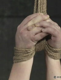 Cute girl Harley Acefinds herself suspended by ropes while in a dungeon
