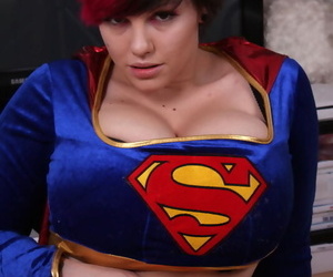 Cosplay girl Dors Feline reveals the super tits behind the super hero costume