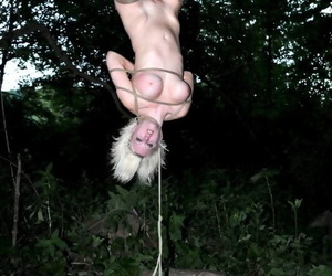 Beauteous teen Cerise Nicked is hung upside down not later than BDSM session
