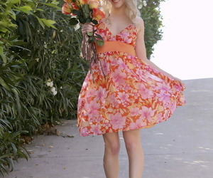 Young handsomeness Kara Duhe stops all round smell the flowers & toy in bare-ass upskirt