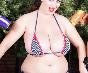 BBW Milly Marks ditches their way bikini not later than a DP surpassing a uninspiring couch