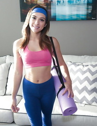 Latin chick adolescent sara luvv strips off yoga pants to make known nice adolescent ass - part 455