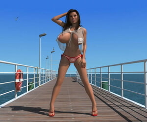 Chunky breasted 3d ignorance shows her X-rated body exposed to the pier - decoration 48